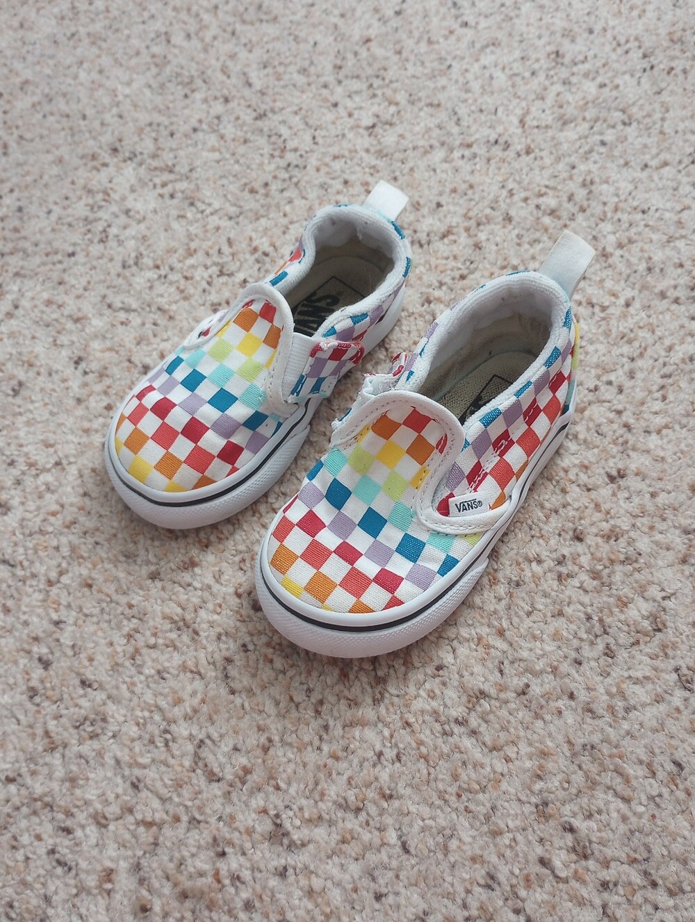 Kids Colorful Checkered Vans Size 6 Toddler Velcro